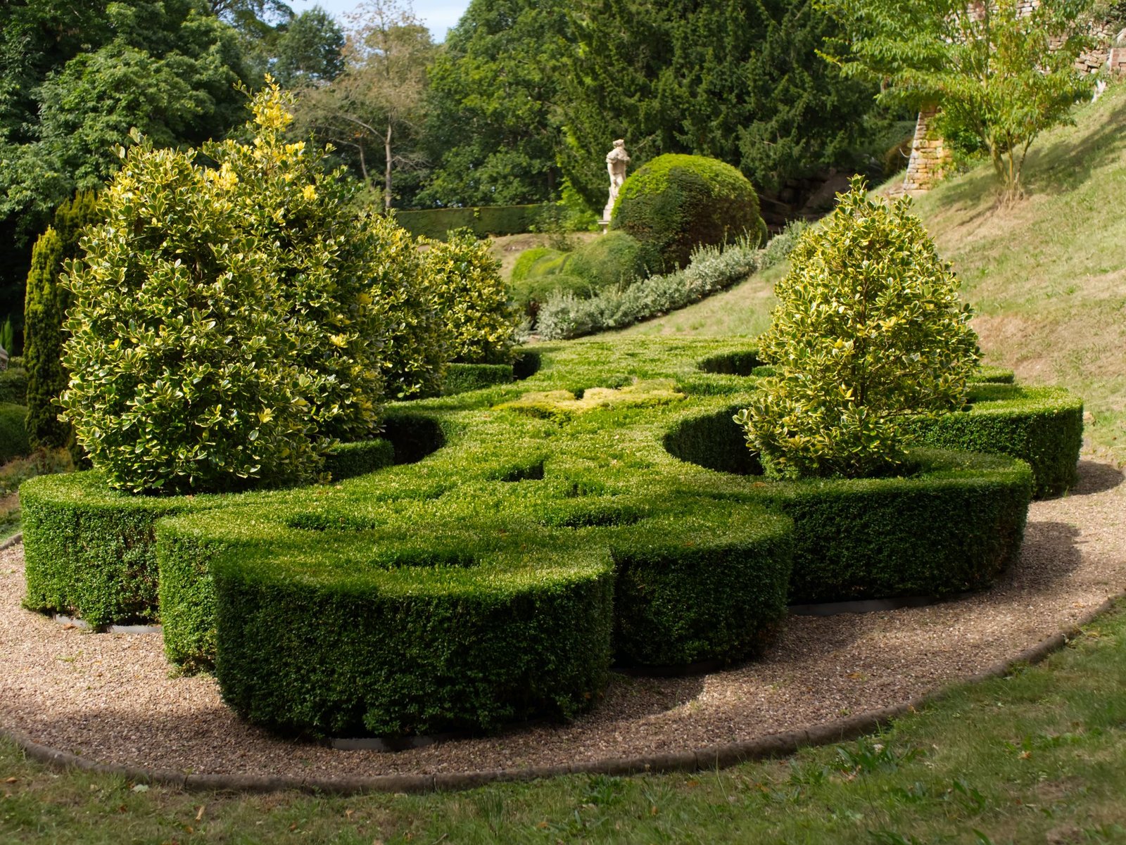 Beautifully landscaped garden with manicured shrubs and greenery